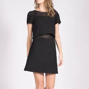 Maje Black Dress with Lace Overlay